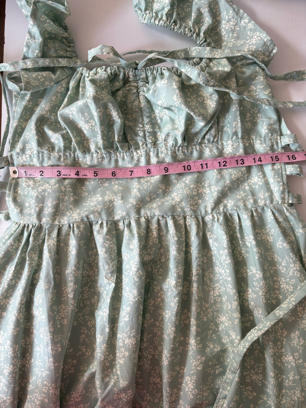 Dreaming of Ivy || Milkmaid Dress Frill Sleeve Lace Up Back Midi Sage Green M - Picture 6 of 9